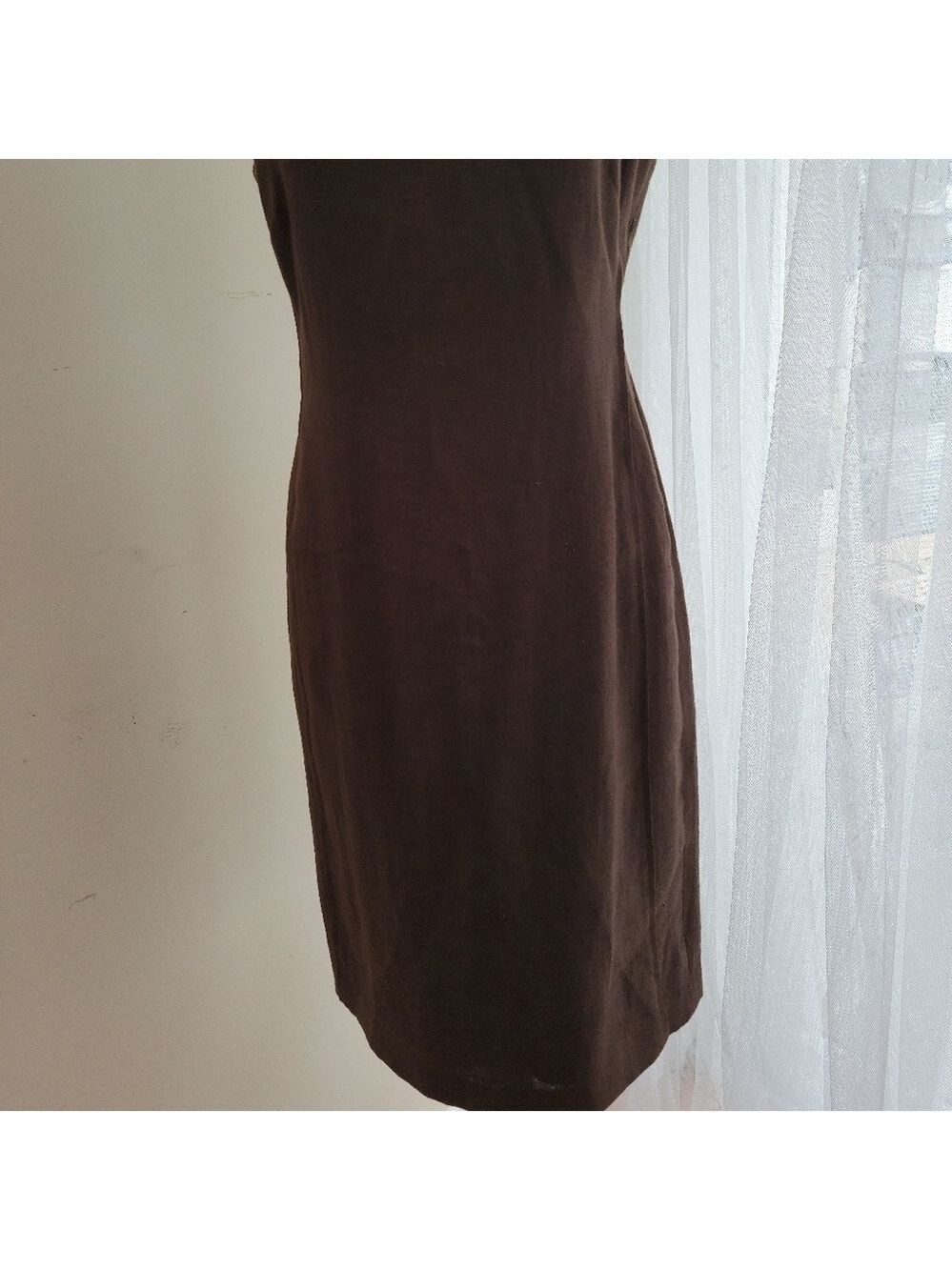 EUC Talbots Petites Chocolate Brown Sheath Dress Size 4/6P - Picture 2 of 11